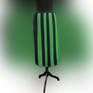 JCrew Blue and Green Pleated Skirt Size 4